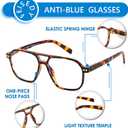FEISEDY Retro Aviator Reading Glasses Square Readers with Spring Hinge Blue Light Reading Glass for Women Men (Tortoise, 2.0x)