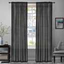 GIBZ Blackout Curtains Linen Plain Curtains Soft Window Treatment Thermal Insulated Eyelet Curtains Black 106x243cm (42Wx96L-1 Pcs)