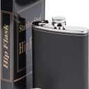 8 OZ Hip Flask for Liquor with Soft Leather Cover, 18/8 Stainless Steel Hip Flask With funnel