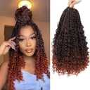 Goddess Bohemian Box Braids Crochet Hair with Curly Ends, 14 Inch 8 Packs Pre Looped 3X Crochet Box Braids Boho Synthetic Braiding Hair Extensions for Black Women (#T1B/350)