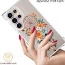 Compatible with Samsung Galaxy S24 Ultra Case Cute Clear for Women,Cool Transparent Silicone Phone Cases Cover - Orange Dreamcatcher Flowers