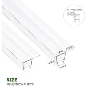 2 Pack, Clear Plastic Shower Door Bottom Seal, 78INCH Long,