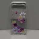 Abbery for iPhone 17 Pro Max Case Clear with Pressed Dry Real Flower Design Cute Bling Glitter Soft TPU Shockproof Protective Women Girl's Purple Floral Phone Case for iPhone 17 Pro Max