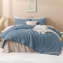 Andency Grayish Blue Comforter Set King Size, 3 Pieces Boho Bedding Set & Collections, Farmhouse Tufted Fluffy Bedding Comforter Sets for King Bed (1 Comforter 104x90In, 2 Pillowcases)