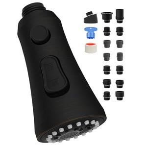 Hygie Rinse Universal Faucet Head Replacement with 15 Adapters Compatible with Moen Delta Faucet Head, 3 Function Pull Down Kitchen Sink Faucet Sprayer Head Fit Most Faucet, Oil-Rubbed Bronze