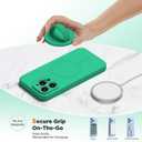 Upgraded Magnetic Phone Grip, Liquid Silicone Soft and Portable, Removable Finger Loop Ring Grip Holder for iPhone, Strong Magnetic Attraction, Compatible with MagSafe Phone Case, Emerald Green