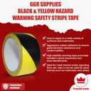 GGR Supplies SST-618C Black & Yellow Hazard Warning Safety Stripe Tape: 4" in. Wide x 18 yds.