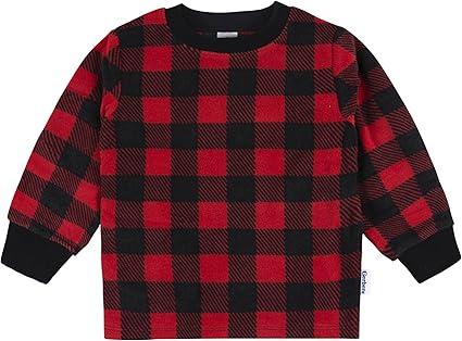 Gerber Toddler Boys' 1-Piece Fleece Pajama Top Red Plaid, 12 Months