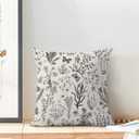 AEIOAE Spring Pillow Covers 22x22 Inch Set of 2,Black Gray Wild Flower Plant Throw Pillows Case,Seasonal Floral Outdoor Decorative Square Linen Farmhouse Decor Cushion Covers for Home Sofa Bed Couch