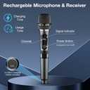 Wireless Microphone,Professional Dual Handheld Cordless Dynamic Mic System with Rechargeable Receiver,Karaoke Microphone Set for Singing, Karaoke, Wedding, DJ, Party, Speech,Church,Class Use,PA System