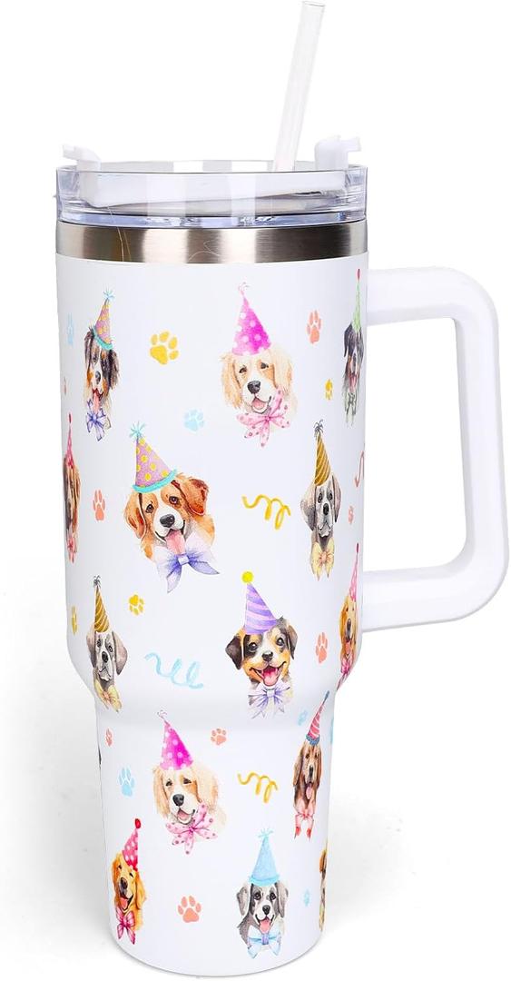 Whaline 40oz Dog Tumbler with Handle Straw and Lid Dog Paw Print Travel Tumbler Cute Coffee Cup for Women Friend Holiday Birthday Baby Shower Whaline 40oz Dog Tumbler with Handle Straw and Lid Dog Paw Print Travel Tumbler Cute Coffee Cup for Women Friend Holiday Birthday Baby Shower