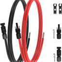 3Ft 10AWG Solar Panel Extension Cable, 10 AWG Solar Extension Cable 10 Gauge 3 Feet Solar Wire with Solar Panel Female Male Waterproof Connectors for RV Boat Home (10 AWG-3Ft)