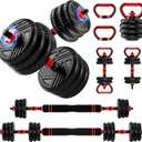 Adjustable Dumbbell Set, 20lbs, 5 in 1 Multi-Function Dumbbells | Converts to Barbell Kettlebell&Push up Stand, Free Weight Set for Home Gym Workout, Suitable for Men/Women Strength Training, Size: 20LB(10LB Pair)