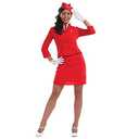 fun shack Flight Attendant Costume Women Red, Retro Airline Stewardess Outfit for Women, Vintage Stewardess Attire, Medium