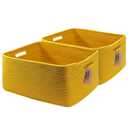 COMFY-HOMI 2 pcs Large Storage Baskets for Shelves, Laundry Basket, Woven Rope Basket, Closet Organizer Bins for Clothes Blanket Towels, Baby Nursery, Gift Toy Baskets, 17 x 13 x 7.5-Yellow