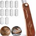 Wooden Bread Lame Dough Scoring Tool, Handcrafted Bread Scoring Tool for Sourdough Bread Baking, Upgraded Sourdough Scoring Tool With Screw Lock & 10 Razor Blades (Reddish Brown)
