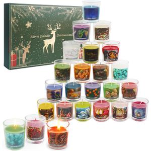 Christmas Candle Advent Calendar 2025 24 Days Scented Tumbler Candle Countdown to Xmas Natural Soy Wax Christmas Gifts for Adult Women and Men Season & Holiday Gifting