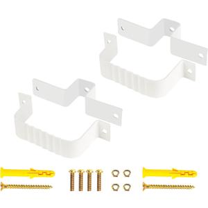 2PCS Gutter Downspout Strap 3" X 4" Aluminum Alloy Gutter Straps with Brackets 3 X 4, White
