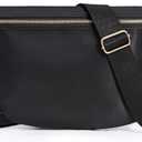 KALIDI Black Crossbody Bags for Women Travel Flat Fanny Packs for Woman Men Nylon Cross Body Purse Fashion Belt Bum Bag