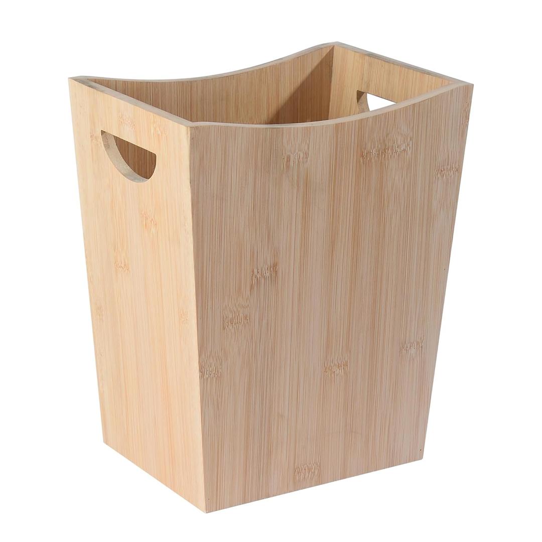 Bamboo Trash Can 11.8" X 9.8" X 6" Small Waste Basket With Handles Wooden Trash Cans Are Suitable For Offices, Bedrooms, Kitchens, And Bathrooms