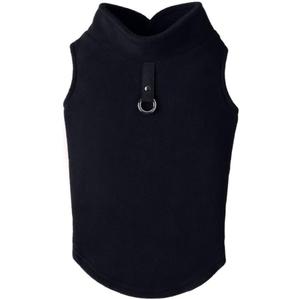 Gooby Fleece Vest Dog Sweater - Black, X-Large - Warm Pullover Fleece Dog Jacket with O-Ring Leash 