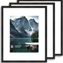 16x20 Frames Set of 3 - Display 11x14 Photo with Mat or 16 x 20 Poster without Mat, Wall Mounting Horizontal and Vertical, Black