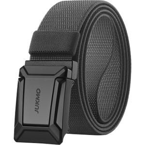 JUKMO Stretch Tactical Belt for Men, Military Work Rigger Hiking 1.5" Elastic Nylon Web Ratchet Quick Release Belt (Gray, M)