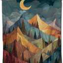 Zeleda Mountain Blanket, Gifts for Nature and Abstract Art Lovers, Lightweight Flannel Throw Blankets, Geometric Landscape with Moon Forest Throws Home Decor, for Couch Living Room Office, 60x50inch