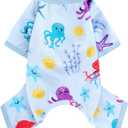 Dog Pajamas for Small Dogs Boy Girl, Dog Clothes Tiny Chihuahua Yorkie Spring Summer Shirt, Cute Puppy Outfit Pjs Jumpsuit Cat Onesie Apparel Pet Clothes (Blue Octopus)