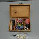 Sewing Kit, Wooden Sewing Kit Box for Adults, Wooden Sewing Basket with Accessories, Home Sewing Basket Stitching Repair Kit for Beginner, Women, Men,Vintage Embroidery Scissors Kit (Retro Brown)