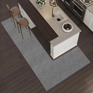 Washable Corner Kitchen Mat, L Shape Rug for Island Table, Super Absorption Velvet Rugs for Floor, Skid Free Right/Left Corner Rug for Door, Bathroom,Bedroom (Grey Right-L, 4'7''X6'7''X1'10'')