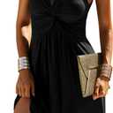 Veatzaer Women's V Neck Front Knotted Sleeveless Tank Dress Summer Solid Casual A Line Dress (Medium)