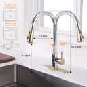 Touchless Kitchen Faucet with Pull Down Sprayer, Motion Sensor Kitchen Faucet with Soap Dispenser, Single Handle High Arc Pull Out Faucet for Kitchen Sink RV Kitchen, Gold and Polished Chrome