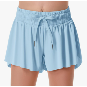 Girls Flowy Athletic Shorts Running Tennis Active Butterfly Shorts Double Layer with Pockets Quick-Drying Shorts S