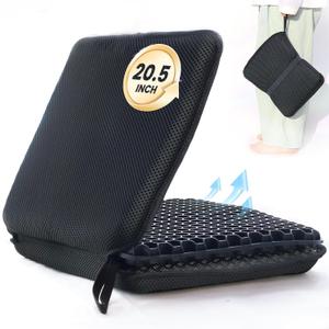 Portable Gel Seat Cushion, Up to 20.5" Foldable Travel Cushion for Home, Office Chair, Bleacher, Folding Egg Gel Cushion for Stadium, Travel, Camping, Seat Cushion for Pressure Relief[Black] (20.5*12in)