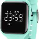 Kids Watches for Girls Boys Digital Sport Watch with Step Counter Pedometer Vibration Alarm Clock, No App Waterproof Fitness Tracker Kids Watch Boys Girls Teens Students Ages 5-16 (012-E-LightGreen)