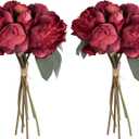 2 Bouquets Red Peonies Silk Flowers 14Heads Faux Peony Flowers Red Fake Peonies Flowers Artificial for Decorations for Wedding Bouquets Bridal Shower Decorations Home Office Party Decor