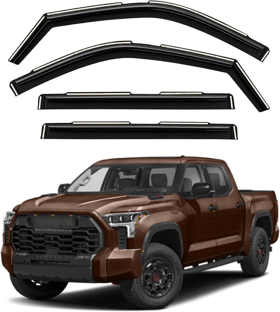 in-Channel Window Visors for Toyota Tundra CrewMax Cab 2022-2024Rain Guards Sun Shields Window Deflector Wind Vent Visors4PCS