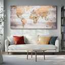Large Wall Art grey map of The World Painting Ready to Hang 36"x70"Large Framed Wall Art World Map Canvas Map Decorations Artwork Prints
