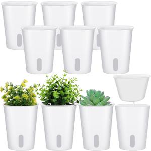 Ziliny 10 Pcs 3 Inch Self Watering Pots Self Watering Planters for Indoor Planters Plastic Garden Flower Pots with Level Indicator Vents for Herbs