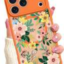 Case Designed for iPhone 17 Pro Floral Flower Cute Girly Orange