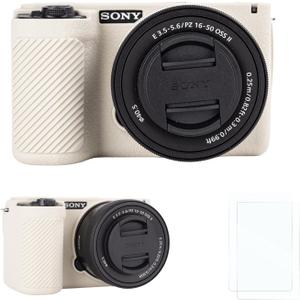 Rieibi Silicone Protective Case for Sony Alpha ZV-E10 II Camera case with 2PCS Screen Protector, Lightweight ZV-E10II Case Enhanced Grip Sensation for Sony ZV-E10 II Camera CaseNOT for ZV-E10 (Beige)