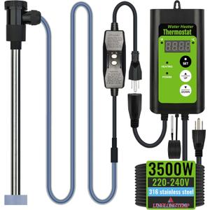 240V 3500W Fully Submersible, Electric Hot Tub & Large Swimming Pool Portable immersion Water Heater with Temp Control and GFCI for Baptismal, above ground pool, inflatable pool & Bathtub