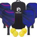 Dulce DOM Pickleball Paddles Set of 2/4 - USAPA Approved, 4 Indoor Outdoor Pickleball Balls, Fiberglass Surface Paddle Racket with Cover Bag, Ideal Training Equipment Gift for Men & Women (Ribbon Gradient)