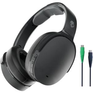Skullcandy Hesh ANC Wireless Over-Ear Bluetooth Headphones with Charging Cable, Active Noise Cancelling, Up to 22 Hrs Battery, Foldable Lightweight Design, Microphone for iPhone Android - True Black