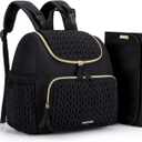 mommore Diaper Bag Backpack, Stylish Travel Baby Bag with Insulated Pockets, Changing Pad and Stroller Straps for Toddler (S-Black, Small-17L)