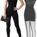 Popilush Shapewear Jumpsuits for Women Built-in Bra Tummy Control Bodysuit Square Neck Sport Romper Summer Outfit, S