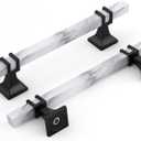 Rergy Cabinet Handles Marble Drawer Pulls and Knobs, 10Pack White Marble & Black 5inch Hole Center, T-Bar Hardware for Kitchen Dresser Zinc Alloy Furniture