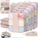 10 Set Compression Packing Cubes for Travel Gifts Women Mom,OlarHike Luggage Clothes Organizer for Travelers,Airplane/Cruise/Car/Train Travel Essentials,Compressible Expandable Saver Space Bags(Beige)