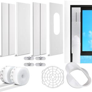 Portable AC Vent Kit, 2024 Upgrade with 2Pack 3m Window Seal, Adjustable Sliding AC Vent for Exhaust Hose, 5.1" Diameter